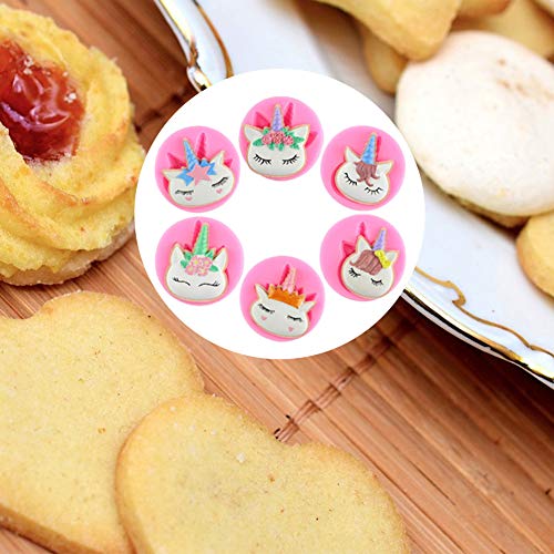 Molde de Silicona de Unicornio, BESTZY Molde de Chocolate Para Pasteles, Adecuado Para Cumpleaños y Fiestas Temáticas de Unicornio, Herramientas Manuales de Bricolaje (6 Piezas)