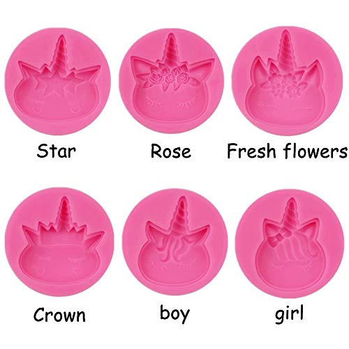 Molde de Silicona de Unicornio, BESTZY Molde de Chocolate Para Pasteles, Adecuado Para Cumpleaños y Fiestas Temáticas de Unicornio, Herramientas Manuales de Bricolaje (6 Piezas)