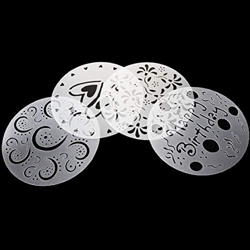 Moldes de PVC para plantillas para tartas, 4 piezas / juego, no tóxicos, de PVC para plantillas para tartas, molde de cocina, hornear, repostería, bodas, cumpleaños, molde para imprimir (transparente)