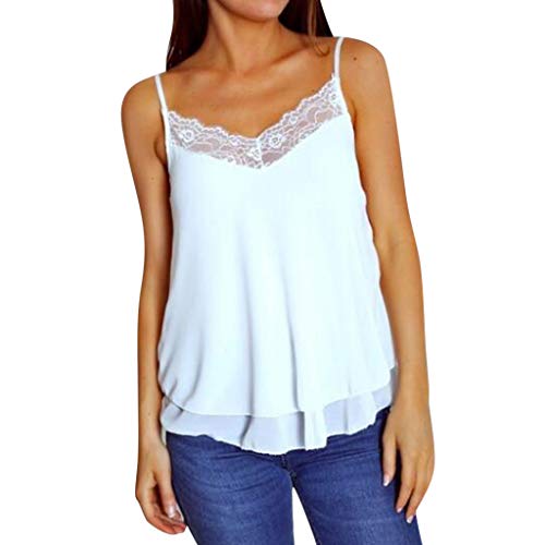 MOMOXI Chaleco para Mujer, Camisa sin Mangas con Botones de diseño sólido sin Mangas de Verano para Mujer Blusa sin Mangas POLP Camiseta de Tirantes para Mujer Chaleco de Encaje Sexy Moda Camisola