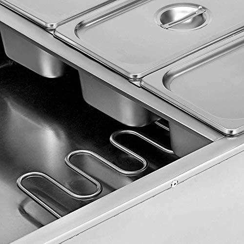 Moracle Catering Chafing Dish Buffet Calentador 220V Calentador Eléctrico de Alimentos Calentador con 6 Calentador de Bandejas Calentador de Alimentos Tipo Bufé 850V (6 Platos)