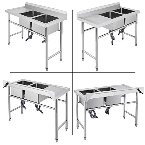 Moracle Fregadero de cocina de Acero Inoxidable Hecho a Mano 2 Compartimentos Fregadero Debajo de la Barra Casa de Campo Cafetería Hospital