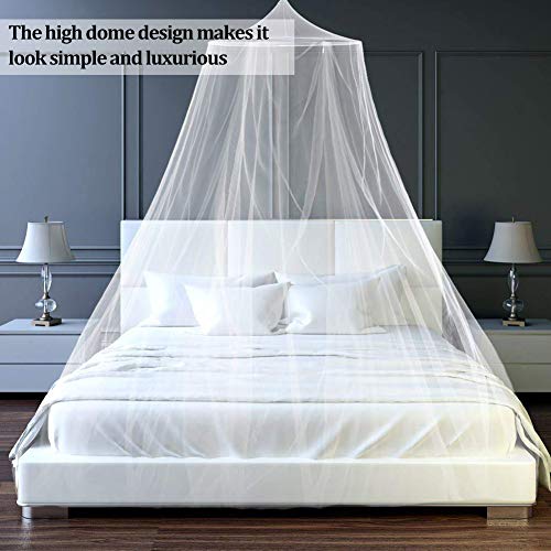 Mosquitera para cama, dosel de cama, cortinas de princesa, mosquitera de encaje, dosel para niños, protección contra moscas, interior y exterior, altura decorativa de 250 cm, color blanco