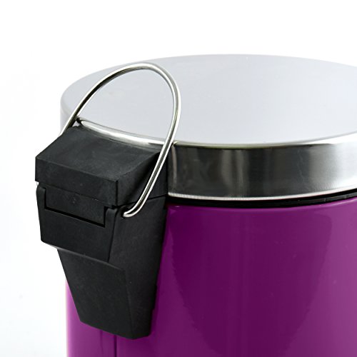 MSV 3 L Papelera Metal 3L Lila, Acero Inoxidable, Violeta, 25x17x17 cm