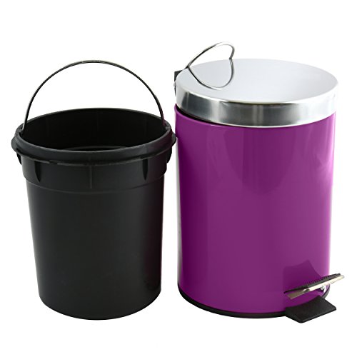 MSV 3 L Papelera Metal 3L Lila, Acero Inoxidable, Violeta, 25x17x17 cm