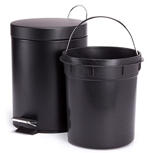 MSV 5 L Papelera Negra 5L, Acero Inoxidable, 2 cm