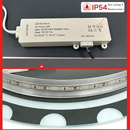 MTFZD LED Iluminado Espejo de baño Redondo Living Wall Alta Definición Caliente Impermeable de Plata de luz Blanca (Size : 70cm|Warm Light)