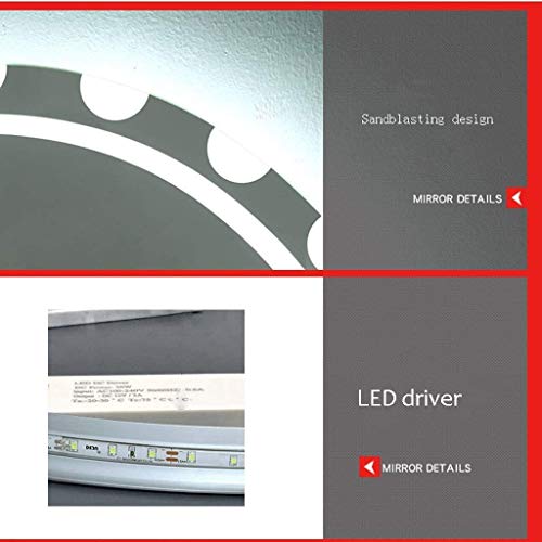 MTFZD LED Iluminado Espejo de baño Redondo Living Wall Alta Definición Caliente Impermeable de Plata de luz Blanca (Size : 70cm|Warm Light)