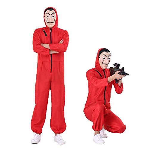 Much-Green Disfraz de La Casa de Papel con Máscara,Trajes con Capucha Mono de Adultos Niños,Disfraz de Carnaval Halloween(XXL)