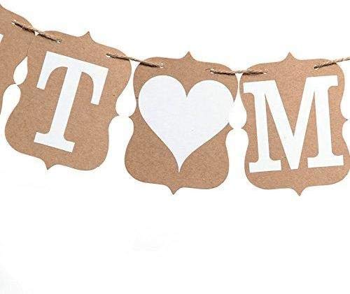 'musuntas guirnalda Vintage/rústico Fuerza cartón "Just Married, guirnalda de boda, banner – como decoración para bodas con letras blancas