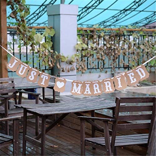 'musuntas guirnalda Vintage/rústico Fuerza cartón "Just Married, guirnalda de boda, banner – como decoración para bodas con letras blancas