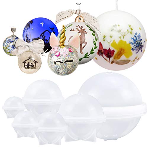 musykrafties - Moldes de resina epoxi en forma esférica, para creación de joyas, velas, ceras, jabón casero, bombas de baño, 6 unidades en varios tamaños