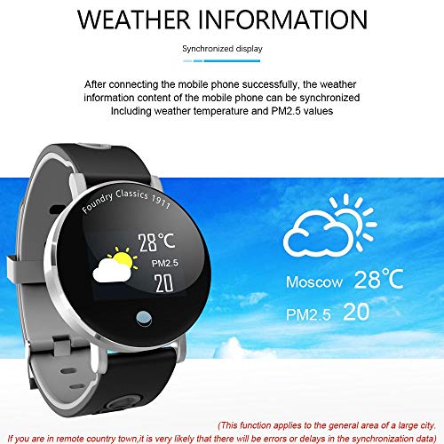 MXRLZX Reloj Elegante, 0,96 Pulgadas de Pantalla Color de Alta definición esférico Reloj Bluetooth, IP67 a Prueba de Agua marcación podómetro Metal Lacado, rastreador de Ejercicios (Color : Blue)