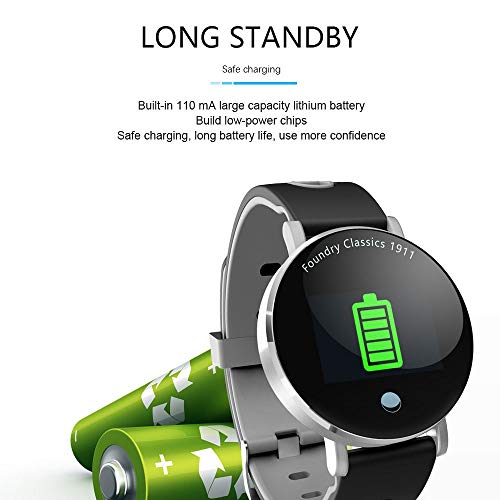 MXRLZX Reloj Elegante, 0,96 Pulgadas de Pantalla Color de Alta definición esférico Reloj Bluetooth, IP67 a Prueba de Agua marcación podómetro Metal Lacado, rastreador de Ejercicios (Color : Blue)