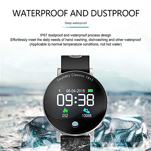 MXRLZX Reloj Elegante, 0,96 Pulgadas de Pantalla Color de Alta definición esférico Reloj Bluetooth, IP67 a Prueba de Agua marcación podómetro Metal Lacado, rastreador de Ejercicios (Color : Blue)