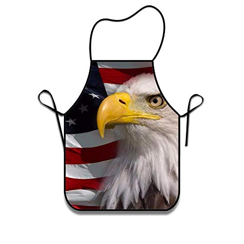 N\A Delantales de Cocina para Hombres y Mujeres Restaurante Delantal de Babero para Chef casero para cocinar Parrilla de Barbacoa - Bandera Americana