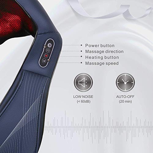 Naipo Masajeador de Cuello y De Vuelta con Masaje de Amasamiento Shiatsu Intensidad Ajustable y Calor para el Uso de Regalos en Casa Oficina o Coche【 Edición Especial】
