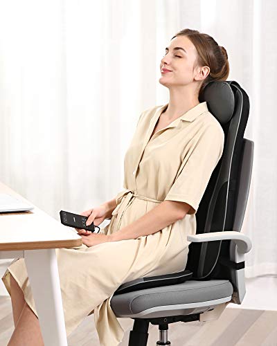 Naipo Respaldo de Masaje Shiatsu Asiento Masajeador para la Espalda y Caderas con Amasamiento Intenso, Masaje Vibratorio, Función Calor en Casa, Oficina o Coche (Básico)