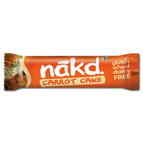 Nakd Raw Fruit and Nut Gluten Free Bars 30 - 35g(Pack of 18) (Carrot Cake)