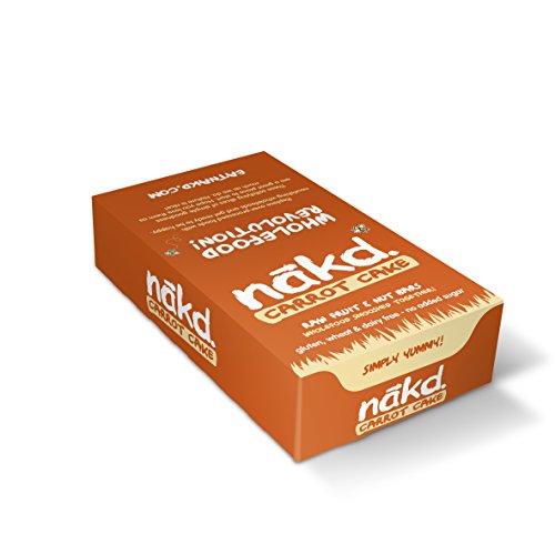 Nakd Raw Fruit and Nut Gluten Free Bars 30 - 35g(Pack of 18) (Carrot Cake)