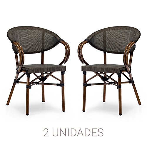 Natural Vintage Garage Roden Sillón, Aluminio Tela, Marron Negro, 57.00x57.00x83.00 cm, 2 Unidades