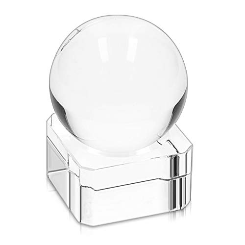 Navaris Bola de Cristal para fotografía - Esfera con Soporte - Bola de Vidrio K9 Transparente para decoración - Ø 40MM