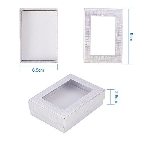 NBEADS 30 Pcs Cajas de Regalo de Plata Caja de Presentación con Acolchado - Caja de Regalo de Cumpleaños - Caja de Collar Caja de Aretes Caja de Anillo Cajas de Cartón de Joyería, 9x6.5x2.8 cm