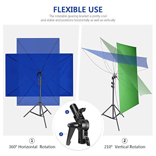 Neewer 100x140cm Pantalla de Fondo Azul/Verde Chromakey 2 en 1 Portátil con 200cm Soporte de Luz Kit 4 Varillas Flexibles Soporte Incluido para Transmisión en Vivo Estudio TikTok Youtube Videos