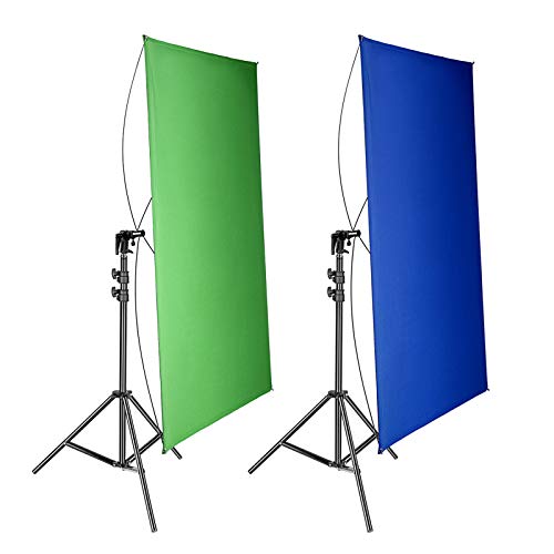 Neewer 100x140cm Pantalla de Fondo Azul/Verde Chromakey 2 en 1 Portátil con 200cm Soporte de Luz Kit 4 Varillas Flexibles Soporte Incluido para Transmisión en Vivo Estudio TikTok Youtube Videos