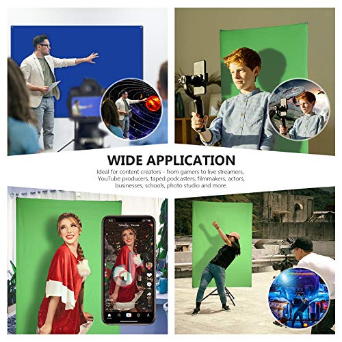 Neewer 100x140cm Pantalla de Fondo Azul/Verde Chromakey 2 en 1 Portátil con 200cm Soporte de Luz Kit 4 Varillas Flexibles Soporte Incluido para Transmisión en Vivo Estudio TikTok Youtube Videos