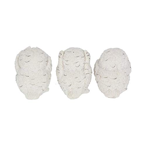 Nemesis Now Owls 8cm Figurine Three Wise Búhos 8 cm-Figura Decorativa, Blanco, Talla única