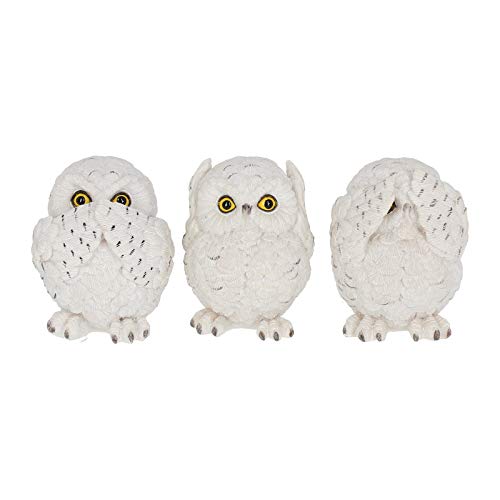 Nemesis Now Owls 8cm Figurine Three Wise Búhos 8 cm-Figura Decorativa, Blanco, Talla única