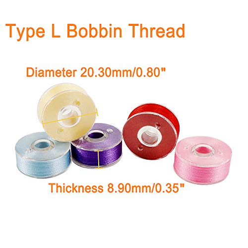 New brothread 25pcs Tipo L Tamaño (SA155) Colores Variados hilo de la canilla preenrollado Lado de plástico para máquinas de bordar y coser especificadas - 60wt