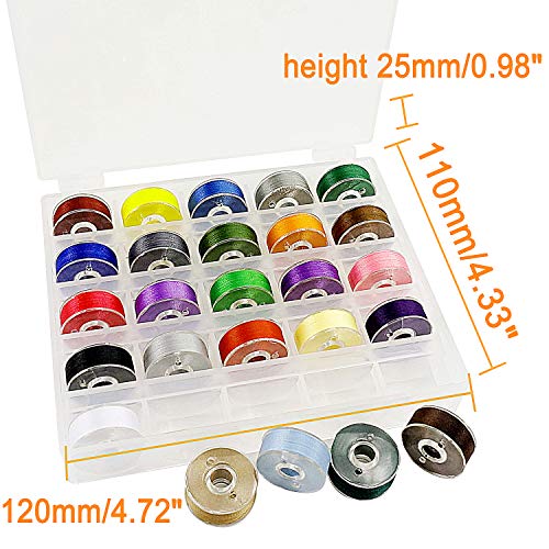 New brothread 25pcs Tipo L Tamaño (SA155) Colores Variados hilo de la canilla preenrollado Lado de plástico para máquinas de bordar y coser especificadas - 60wt