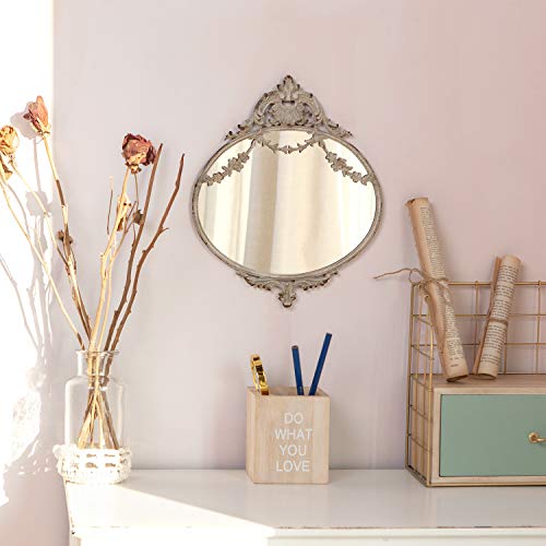 NIKKY HOME Espejo 26.5 CM de Colgar en la Pared decoración Arte Vintage Estilo Antiguo Metal Regalo