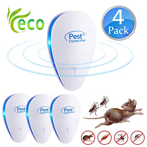 Nitoer Repelente Ultrasónico de Plagas, Mosquitos ultrasónicos portátiles 100% Seguro para Personas y Animales, para Ratones, pulgas, Mosquitos, cucarachas, Hormigas, arañas [No Tóxico]