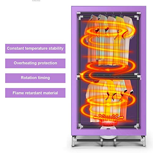 N/J Secadora de Ropa portátil, Secadora de Ropa eléctrica, Armario de Gran Capacidad Eficiente Ropa Interior húmeda Secado de Aire Caliente Capa de Armario Acero Inoxidable Energía para Dormitorio