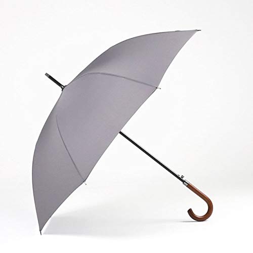 NJSDDB Paraguas Recién Llegado Marca Japonesa Paraguas Largo 8K A Prueba de Viento Mango de Madera para Hombres Grandes Paraguas Calidad de Lluvia Clásico Negocio Paraguas   Gris