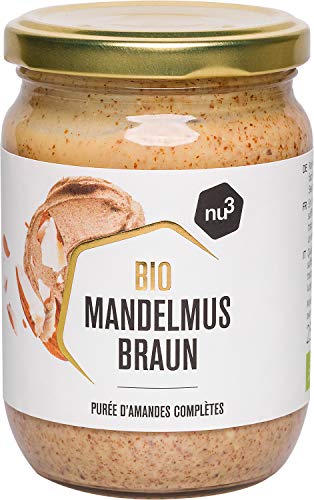 nu3 Crema de almendra para untar - 250 g en tarro de vidrio - Puré de almendra (con cáscara) natural nativa de España e Italia - Mantequilla de semillas orgánicas enteras molidas - 100% sabor natural
