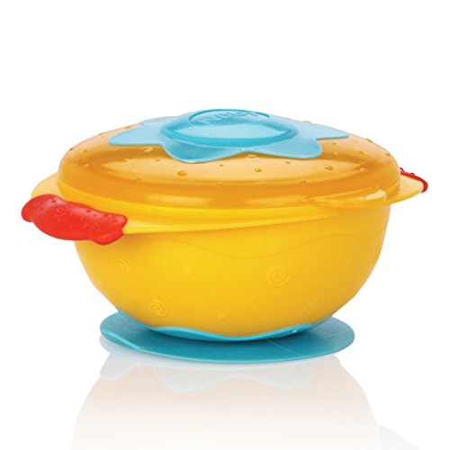 Nuby - Bol de gran capacidad con tapa, apto para microondas, 9+ m, 300 ml