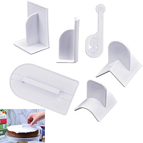Nuluxi Raspador Decoración Torta de DIY Herramientas de Raspador de Pastel Herramienta de Alisado de Pasteles Se Puede Utilizar para Hacer Pasteles Fondant Pizza Pan Gelatina Mousse y Pudín(6 Piezas)