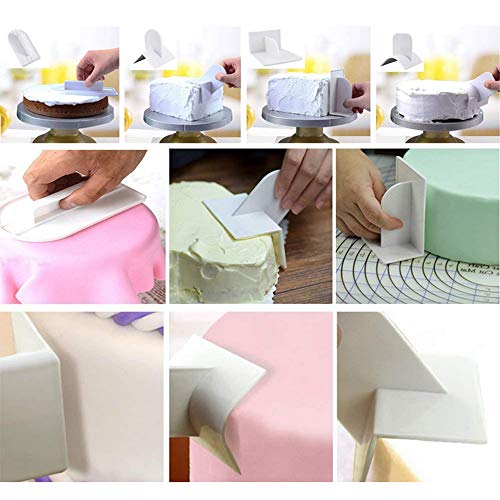 Nuluxi Raspador Decoración Torta de DIY Herramientas de Raspador de Pastel Herramienta de Alisado de Pasteles Se Puede Utilizar para Hacer Pasteles Fondant Pizza Pan Gelatina Mousse y Pudín(6 Piezas)