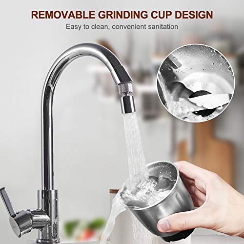 NWOUIIAY Molinillo de Café Eléctrico 200W Protección contra Sobrecalentamiento Molinillo de Especias para Moler Granos de Café Nueces Linaza Pimienta con Taza Desmontable Fácil de Limpiar
