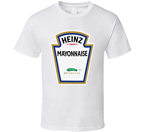 N/Y Heinz Mayo Mayonesa Funny Bottle Logo Halloween Camiseta Blanca Negro Negro ( 3XL