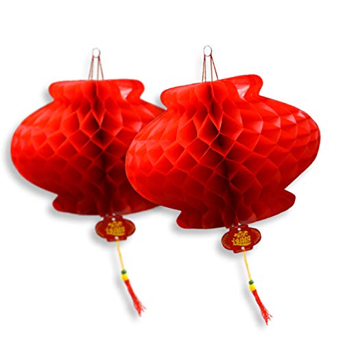 obqo - 30 farolillos Chinos Rojos de 22 cm y 24 cm para decoración de Festivales para Año Nuevo Chino, Fiesta de Primavera de Boda, Restaurante Decoración