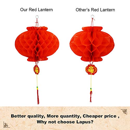 obqo - 30 farolillos Chinos Rojos de 22 cm y 24 cm para decoración de Festivales para Año Nuevo Chino, Fiesta de Primavera de Boda, Restaurante Decoración