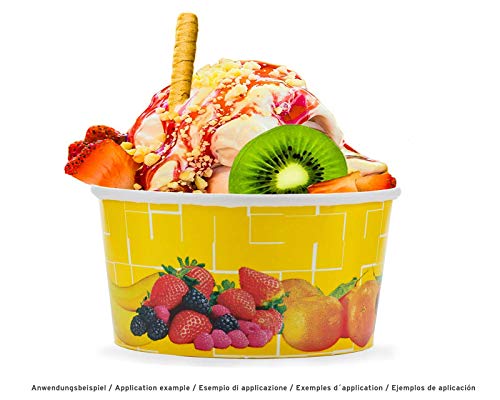 Octopus 50 tarrinas de Helado, tarrina de Papel para Helado o tarrina para Fruta con 260 ml de Volumen de llenado, para Dos Bolas de Helado