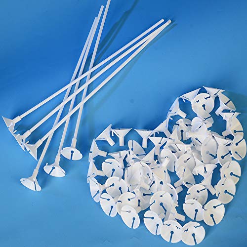 OnePine 100 Piezas Globo Palos con Copas para Fiesta y Boda Decoraciones,32CM Blanco