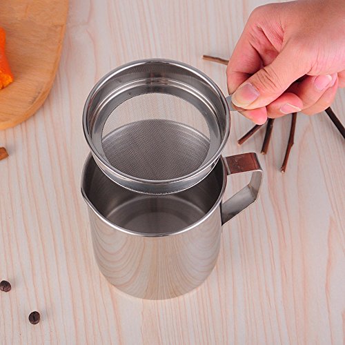 OnePine 1200ml Filtro del aceite del acero inoxidable, Filtro Aceite Oliva Cocina con Malla Fina Colador y Tapa