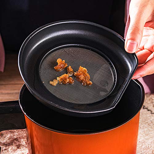 OnePine 1600ml Olla de Colador de Aceite Filtro Aceite Oliva Cocina con 304 Acero Inoxidable Malla Fina Colador y Tapa con Plato Base